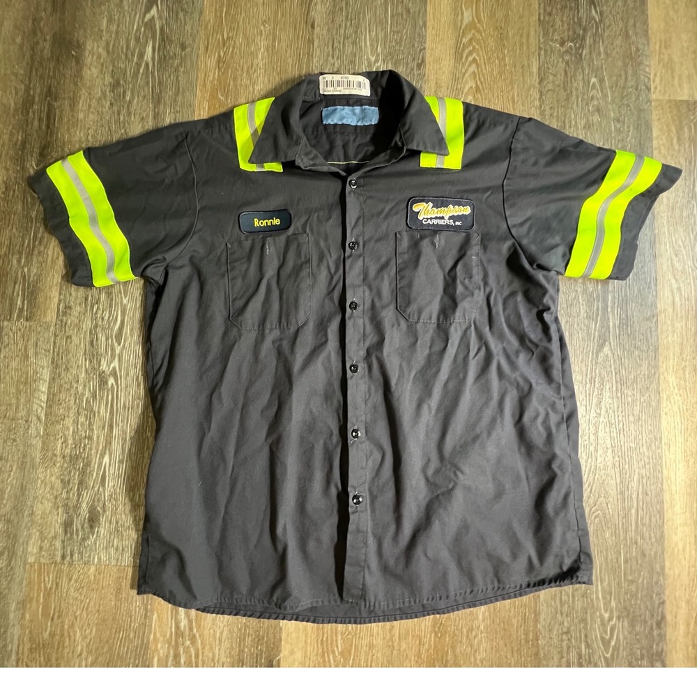 Cintas Work Shirt Mens XL Black High Vis Reflective Thompson Carriers